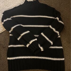 Olive & Oak Black and White Striped Turtleneck Sweater